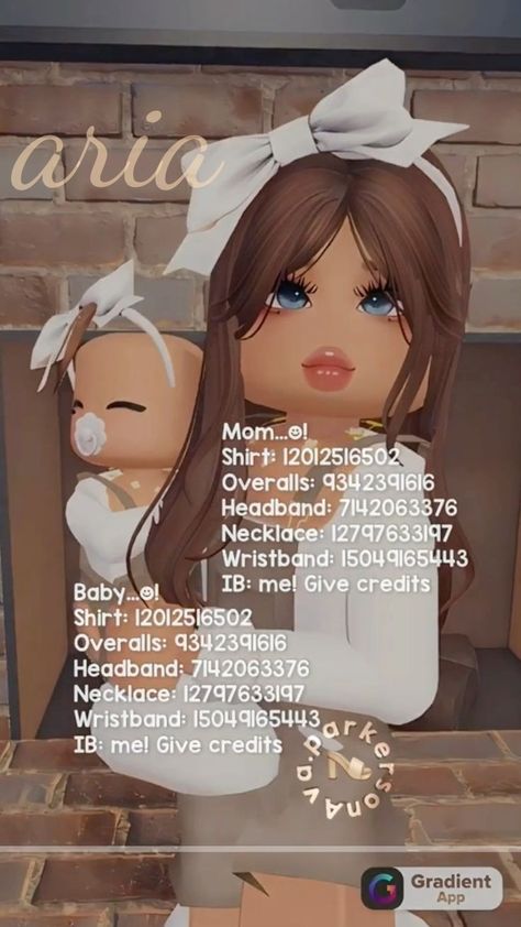 Bloxburg Castle, Fete Emo, Preppy Mom, Bloxburg Clothes, Blox Burg, Brookhaven Codes, Baby Decals, Blocksburg Outfit Codes￼, Mom And Baby Outfits