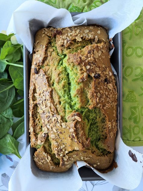 Spinach Banana Loaf Bread Loaf Recipe, Veggie Loaf, Green Bread, Flaxseed Bread, Spinach Bread, Mother May I, Banana Bread Loaf, Banana Walnut Bread, Blw Recipes