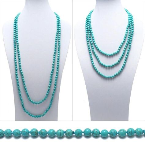 Order your necklace today or find similar styles at the best prices at Jewelry Store by Erik Rayo Necklace above: Genuine Natural Turquoise Necklace 60" Long 8mm Bead Stranded Our Jewelry will not fade, tarnish or leave your skin green. It is waterproof, comfort fit and made out of the best high quality materials in the United States to assure satisfaction. About us: We are a Christian owned company inpired by God to use jewelry as a gift of love by following His example in Ezekiel 16:11-1... Statement Bib Necklace, Gemstone Beaded Necklace, Crystal Choker, Handmade Jewelry Gift, Genuine Turquoise, Natural Turquoise, Delicate Necklace, Necklace Sizes, Bead Strand