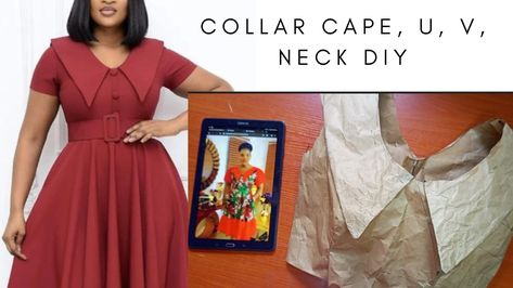 Diy how to make a cape or collar bustier Diy Cape With Collar, Cape Closure Ideas, How To Sew A Cape, Collared Cape Pattern, Chic One-size Cape For Layering, How To Make A Cape, Cape Designs, Cape Dress, Diy Dress