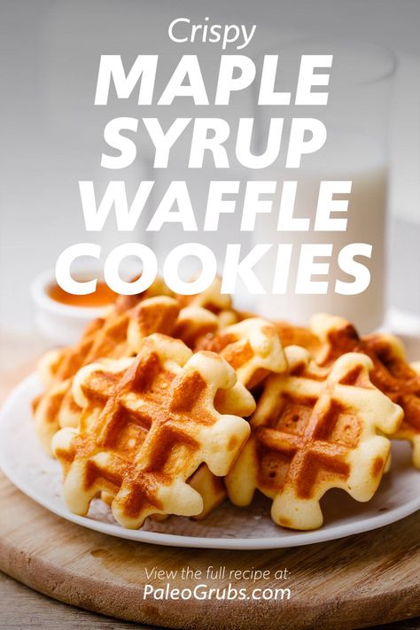 Thick Maple Syrup Waffle Cookies - Paleo Grubs Waffle Cookies Recipe, Waffle Iron Cookies, French Cakes, Paleo Waffles, Chocolate Chip Shortbread Cookies, Waffle Iron Recipes, Waffle Maker Recipes, Waffles Easy, Toffee Cookies