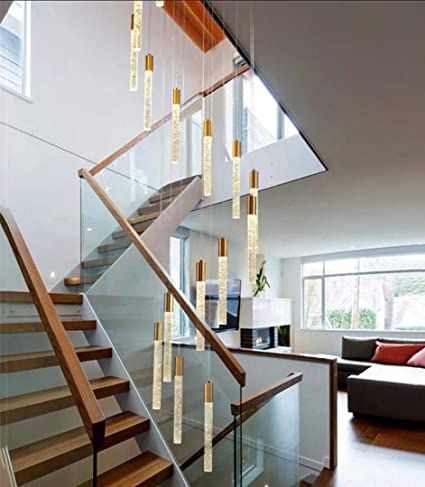 Chandelier For Short Ceiling, High Ceiling Chandelier, Staircase Hallway, Ceiling Room, Villa Ideas, Contemporary Crystal Chandelier, Chandelier Large, Luxury Staircase, Foyer Staircase