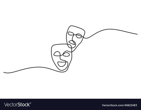 Theater Aesthetic Drawing, Theatre Symbol Tattoo, Thespian Masks Tattoo, Drama Mask Tattoo Design, Logo Tudung, Mask Art Drawing, Theater Tattoo Ideas, Theatre Tattoo Ideas, Theater Symbol