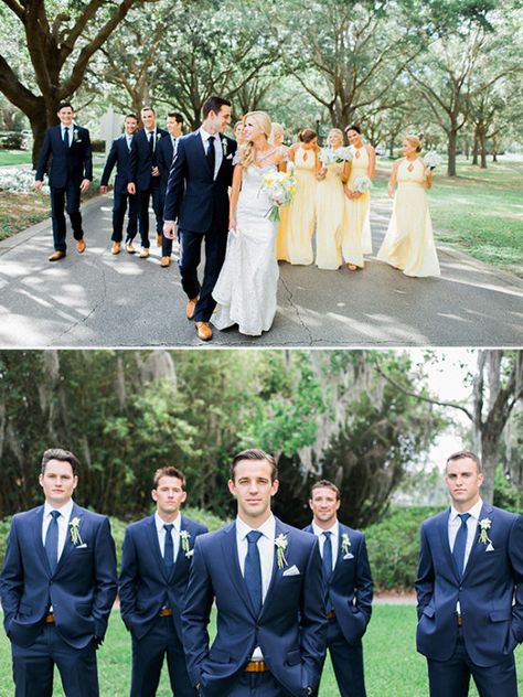 Yellow Bridesmaid Dresses With Groomsmen, Yellow And Blue Wedding Theme, Blue And Yellow Wedding Theme, Wedding Cakes Winter, Yellow Wedding Party, Pictures Of Winter, Pale Yellow Weddings, White Jeans For Men, Light Yellow Weddings