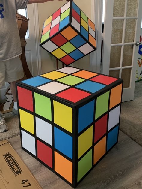 Rubix Cube Valentine Box Ideas, Vbs Diy, Game Night Decorations, Rubicks Cube, Cube Decor, Homemade Christmas Crafts, Kids Valentine Boxes, 80s Party Decorations, 80s Birthday Parties