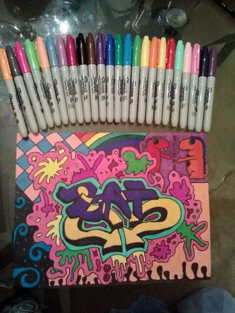 Sharpie Graffiti Sharpie Graffiti, Sharpie Marker, Art Diary, Funky Art, Art Stuff, Graffiti Art, Markers, Street Art, Graffiti