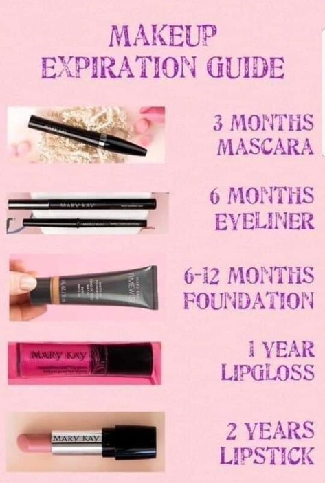 Unsure when to replace your make up?.. your Mary Kay Beauty Consultant can help! Best Mary Kay Products, Makeup Expiration Guide, Mary Kay Spring, Mary Kay Gift Sets, Mary Kay Printables, Makeup Expiration, Mark Kay, Mary Kay Office, Mary Kay Sale