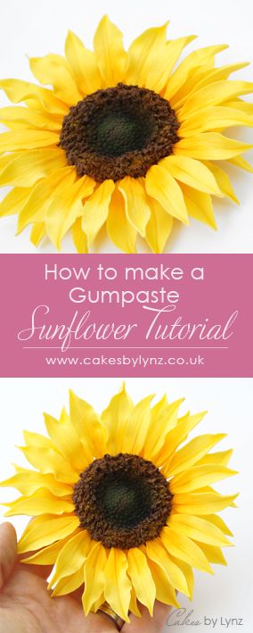 How To Make Fondant Sunflowers, Edible Sunflowers For Cakes, Sunflower Fondant Tutorial, How To Make Sunflowers With Icing, How To Make Gum Paste Flowers, Cakes With Sunflowers, Sunflower Theme Cake, Sunflower Fondant, Sunflower Video