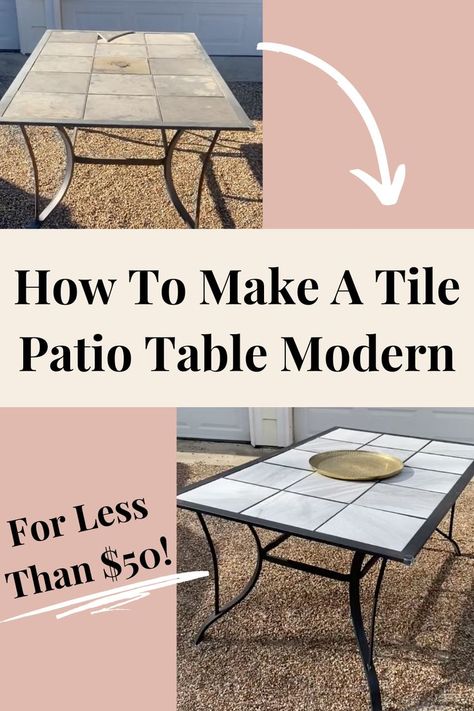 If you’ve ever had to shop for patio furniture, you probably experienced the same sticker shock I did. A nice-sized, well-built table can run upwards of a thousand dollars or more. I could never justify paying that much for outdoor furniture. Luckily, outdated patio tables are SO common on bulk trash pickup days in my area. I was able to snag one that was in great condition! I took it from outdated and drab to a modern accent piece in just a few simple steps. Tile Patio Table, Trash Pickup, Tile Patio, Refurbished Furniture Diy, Easy Furniture Makeover, Deck Table, Tile Table, Outdoor Patio Table, Thousand Dollars