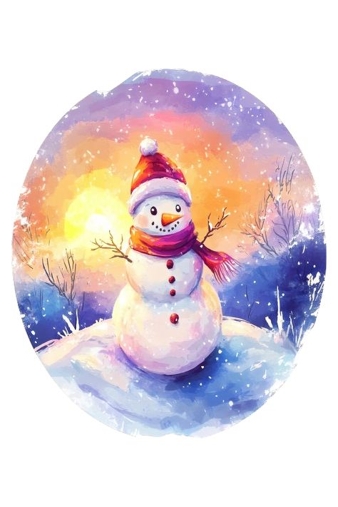 Watercolor illustration of a snowman in a snowy twilight – a whimsical design that captures the warm and cheerful Christmas atmosphere! Winter Watercolor Art, Snowman Painting For Kids, Snowmen Illustration, Winter Painting For Kids, Snowy Illustration, Snowman Watercolor Painting, Cute Snowman Painting, Winter Illustration Art, Spiderman Watercolor