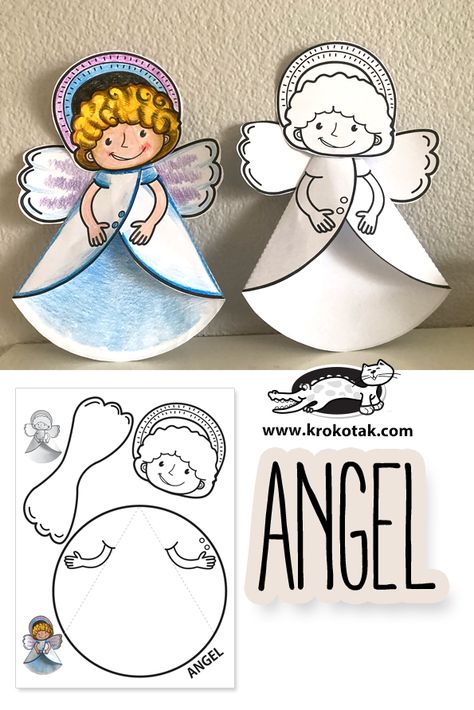 Angel Paper Craft Free Printable, Free Printable Angel Template, Christmas Angel Template Free Printables, Angel Template Free Printable Crafts, Angel Paper Craft, Angel Template Free Printable, Angel Template, Angel Printable, Christmas Sunday School