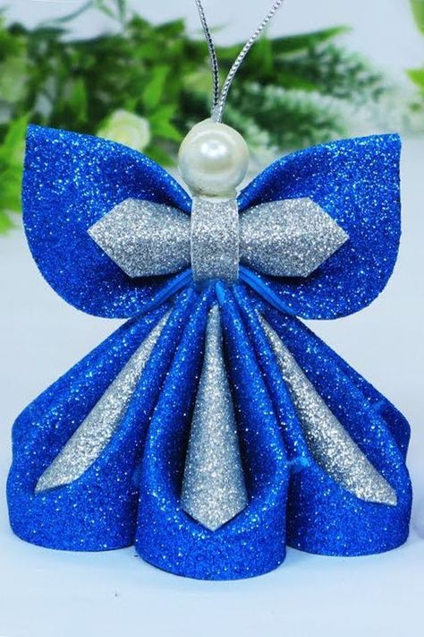 How to make a angel for christmas - Glitter paper angel ornaments for christmas tree decoration. Glitter Foam Paper Christmas Angel Ornaments Tutorial | Easy Way To Make Christmas Angel Step By Step. #Angel #Christmas #Tutorial Angel Ornaments Christmas, Christmas Angels Diy, Christmas Tree Paper Craft, Diy Christmas Angel Ornaments, Foam Christmas Ornaments, Christmas Angel Crafts, Diy Christmas Crafts, Diy Christmas Garland, Christmas Angel Ornaments