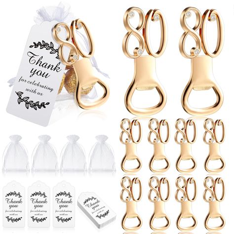 PRICES MAY VARY. Package Contents: you will receive 50 pieces of 80th birthday bottle openers, 50 pieces of birthday organza bags with jute twine, and 50 pieces of thank you tags for favors, satisfying your various party favors needs, leaving a deep impression to families and friends Reliable Quality: this 80th golden bottle opener is made of quality metal alloy material, strong and rust resistance, smooth surface and well polished surfaces, the thank you card and ropes are very textured, attrac 60 Th Birthday Party Favors, 80th Birthday Party Favors Keychain, 60th Birthday Party Favors For Men, Party Favors 60th Birthday, Thank You Tags For Favors, 80th Birthday Favors, 60th Birthday Favors, 80th Birthday Party Favors, Wedding Anniversary Party Favors