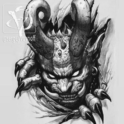 Satanic Tattoos, Evil Tattoo, Evil Tattoos, Devil Tattoo, Demon Tattoo, Scary Tattoos, Muster Tattoos, Skull Art Drawing, Warrior Tattoos