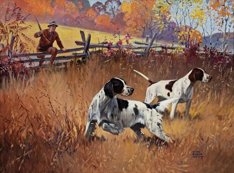 Artwork by Lynn Bogue Hunt, On Point, Made of oil on canvas Home Library Decor, English Setter Dogs, Dog Lovers Birthday, Hunting Art, Pointer Dog, Dog Artwork, Bird Hunting, Dog Books, Dog Print Art