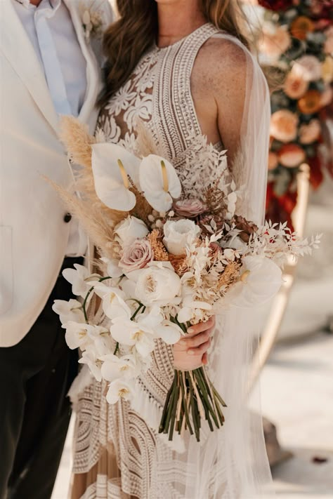 Boho Orchid Bouquet, Pampas And Orchid Wedding, Roses And Pampas Bouquet, Boho Beach Wedding Bouquet, Magnolias Wedding Bouquet, Boho Chic Bouquet, Bohemian Bridal Bouquet, Beach Bridal Bouquet, White Orchid Bouquet