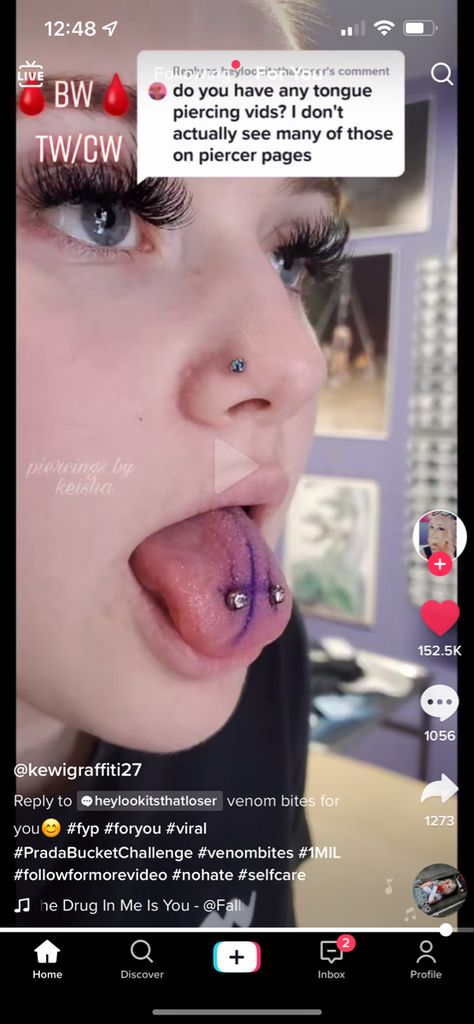 Venom Tongue Piercing, Venom Bites Piercing, Scoop Tongue Piercing, Venom Bites, Venom Piercing, Double Tongue Piercing, Tongue Piercing, Venom, Piercing Jewelry