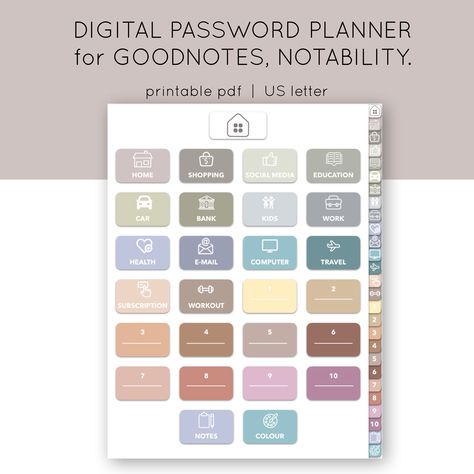 Free Digital Planner Templates Organizing Motivation, Digital Filing System, Organize Motivation, Free Digital Planner, Office Tips, Password Organizer, Digital Journaling, Password Tracker, Password Keeper