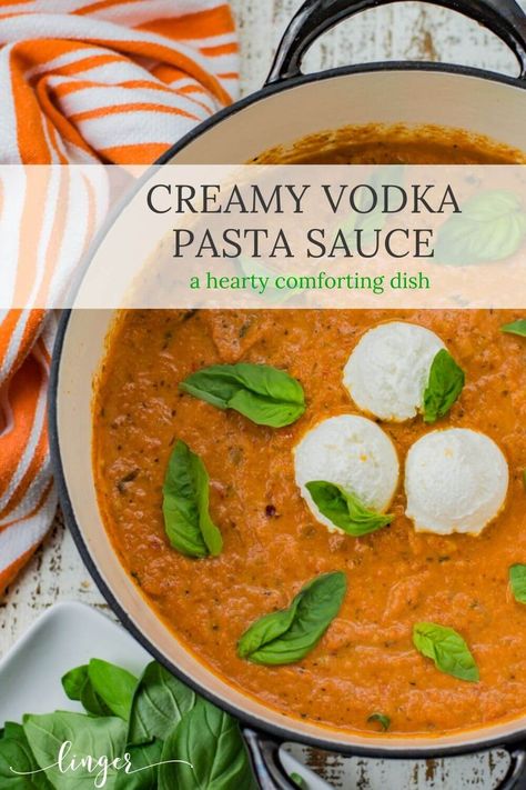 A tasty vodka sauce for pasta that is both quick and easy. It's a creamy pasta sauce made with whole cream, crushed tomatoes, and vodka and served over penne pasta. This is an authentic Italian recipe. Vodka Pasta Sauce, Homemade Edibles, Creamy Vodka Sauce, Garlic Butter Shrimp Pasta, Pasta Alla Vodka, Vodka Sauce Recipe, Vodka Sauce Pasta, Sauce For Pasta, Penne Alla Vodka