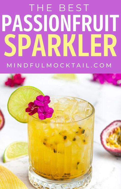 Passionfruit Juice Recipe, Passionfruit Recipes Healthy, Fruit Mocktail Non Alcoholic, Cocktail Recipes Without Alcohol, Alcohol Free Punch Recipes, Mocktail For A Crowd, Passion Fruit Mocktails Non Alcoholic, Passionfruit Mocktail Recipe, Passion Fruit Mocktail Recipe