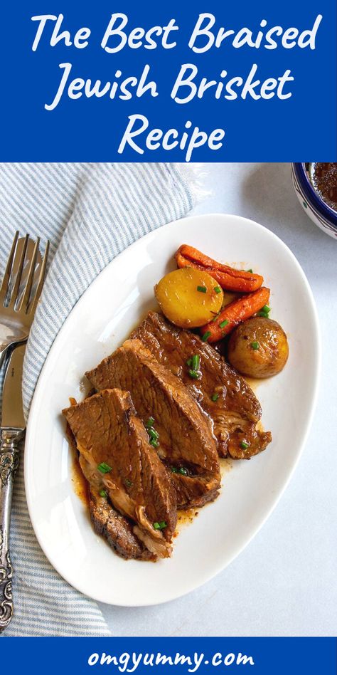 Jewish Brisket Recipe with a Sweet and Sour Braising Sauce Sweet And Sour Brisket, Jewish Brisket Recipes, Brisket Recipes Crockpot, Jewish Brisket, Best Brisket Recipe, Jewish Dishes, Rosh Hashana Recipes, Italian Beef Recipes, Shabbat Recipes