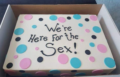 My Husband's Idea Of A Gender Reveal Cake Cringe Gender, Cake Cravings, Gender Reveal Cakes, Bail Money, Parenting Issues, Cake Writing, Finally Happy, Gift From Heaven, Snapchat Text