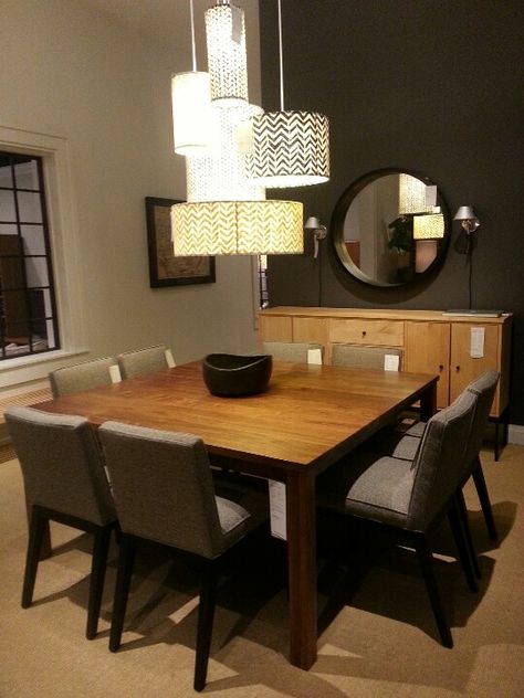 Square table, pendant lamp Square Dining Room, Square Dining Room Table, Farmhouse Dining Room Table, Dining Room Table Decor, Square Dining Table, Dining Room Wall Decor, Contemporary Dining Room, Square Dining Tables, Farmhouse Dining Room