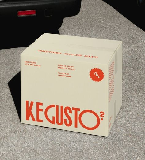 Experience a taste of Sicily in Berlin with Ké Gusto? Gelato Cafe. @Carla.palette created a beautiful brand identity & packaging design to… | Instagram Gelato Brands, Ice Creamery, Social Causes, Perfume Logo, Visual Identity System, Jewelry Packaging Box, Cafe Branding, Brand Symbols, Italian Ice