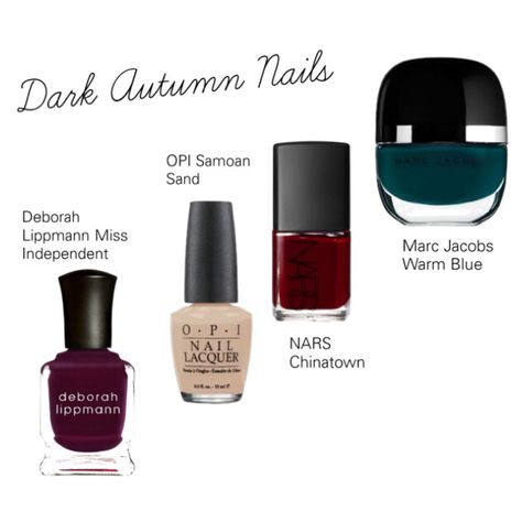 Nails For Deep Autumn, Nail Colors For Deep Autumn, Dark Autumn Dramatic, Deep Autumn Nails Colour, Dark Autumn Nail Colors, Dark Autumn Color Palette Nails, Dark Autumn Nail Polish, Deep Autumn Color Palette Nails, Dark Autumn Makeup Palette