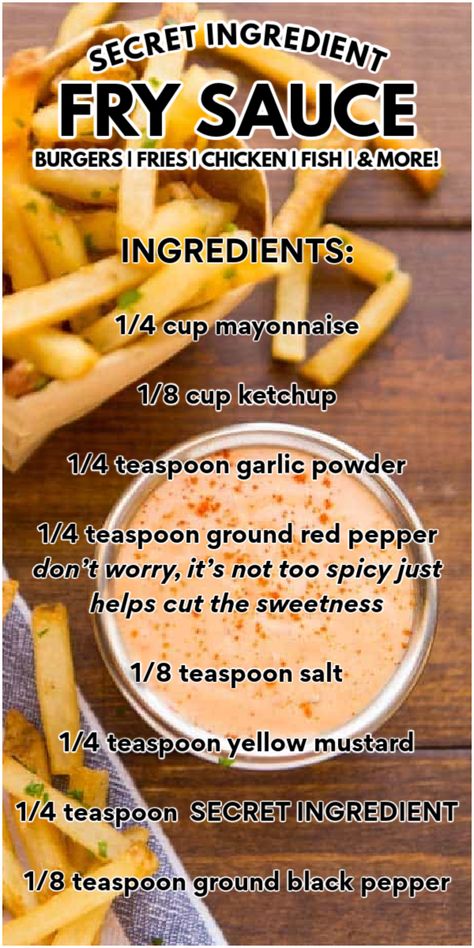 This Secret Ingredient Fry Sauce recipe uses only a few ingredients to spice it up so it tastes amazing! Don't settle for plain old ketchup and mayo when you can enjoy this dip on your fries and burgers! Sauce For Loaded Fries, Savoury Sauce Recipes, French Fries Dipping Sauce Recipes, Dipping Sauce Recipes For Fries, Homemade Fry Sauce, French Fry Dipping Sauce Recipes, French Fries Sauce Dips, Homemade Sauces Recipes, Diy Sauces Recipes