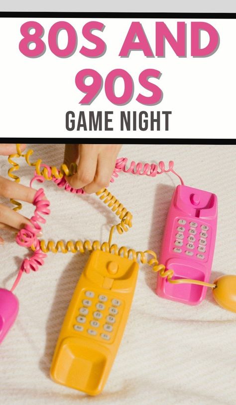 Learn how to host the perfect 80s and 90s Game Night with our comprehensive guide. Includes game suggestions, themed snacks, and more! 🎉🍬 #FamilyFun #GameNightIdeas Nostalgic Board Games, 90s Drinking Games, Retro Game Night Party Ideas, Games Night Theme Party, 80s Party Games Activities, 80s Games Party, 90s Board Games, 80s Games, Teen Library Programs