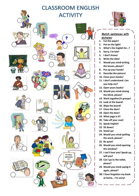 Classroom language interactive and downloadable worksheet. You can do the exercises online or download the worksheet as pdf. Classroom Instructions, Classroom Language Worksheet, Classroom Commands, English Learning Spoken, Esl Classroom, English Activities For Kids, English Exercises, Online Classroom, Learning English For Kids