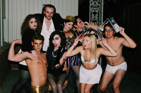 Rocky Horror Group Costume, Rocky Horror Halloween Costume, Rocky Horror Outfit, Rocky Horror Halloween, Rocky Horror Outfit Ideas, Rocky Horror Costume, Rocky Horror Picture Show Costume, Rocky Horror Costumes, Horror Halloween Costumes