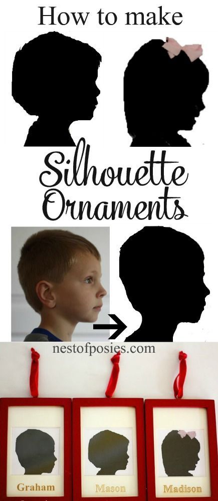 How to make Silhouette Ornaments.  Easy & done in minutes.  Great gifts for grandparents! Silhouette Ornaments, Preschool Christmas, Navidad Diy, Gifts For Grandparents, Mothers Day Crafts, Grandparents Day, Silhouette Projects, Xmas Crafts, Parent Gifts