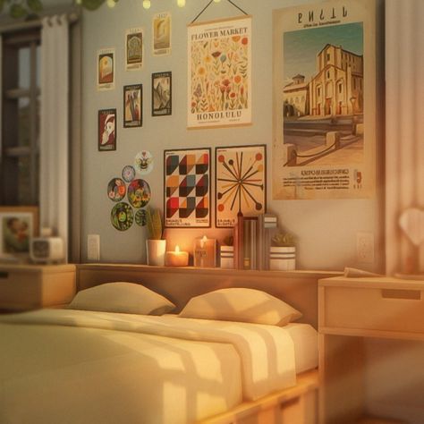 (99+) 🎵 – @pukpukovna on Tumblr Sims 4 Couple Bedroom, The Sims 4 Bedroom Ideas, Sims 4 Cozy Cc, Sims 4 Teen Bedroom, Sims 4 Bedroom Ideas, Bedroom Sims 4, Ranch Bedroom, Sims Interior, Sims Rooms