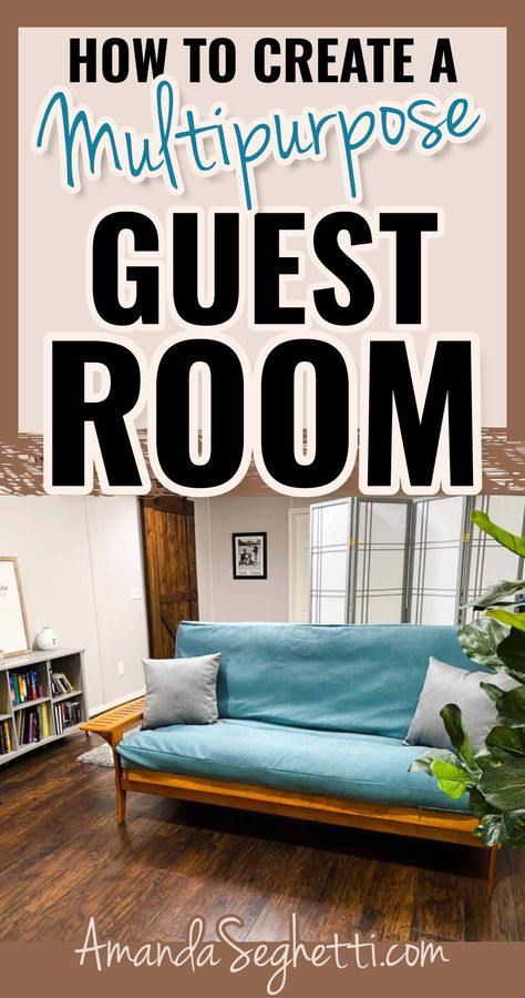 How To Create a Multipurpose Guest Room Home Office Combo Space Rec Room Guest Room Combo, Spare Sitting Room Ideas, Homeschool Guest Room Combo, Guest Space In Living Room, Craft Room With Sofa Bed, Dining Room To Guest Room, Craft Dining Room Combo, Basement Office Guest Room Combo, Flex Guest Room Ideas