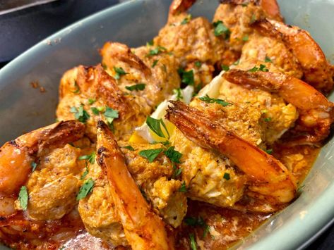 Crab Stuffed Shrimp - Krystel's Cooking Easy Salad Lunch, Lemon Butter Shrimp, Shrimp In The Oven, Cooking Crab, Stuffed Shrimp, Crab Stuffed Shrimp, Crab Stuffed, Lasagna Soup Recipe, Seafood Sauce