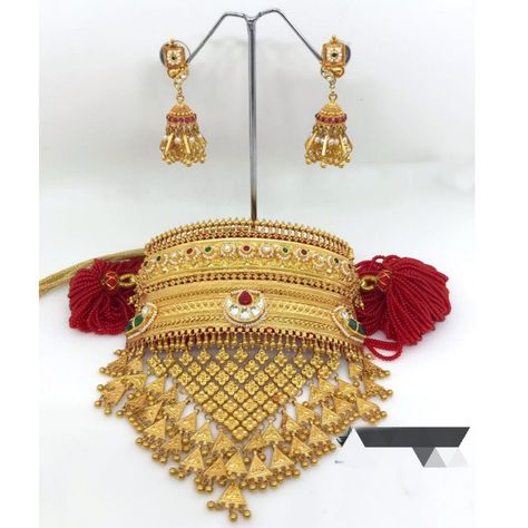 Aad Necklace Designs Rajputi, Rajasthani Aad Necklace Gold, Aad Jewellery Design, Aad Rajputi Jewellery Gold, Gold Aad Jewellery, Rajputi Aad Design Gold New, Aad Designs Rajputi Gold, Rajasthani Gold Necklace, Aad Designs Rajputi