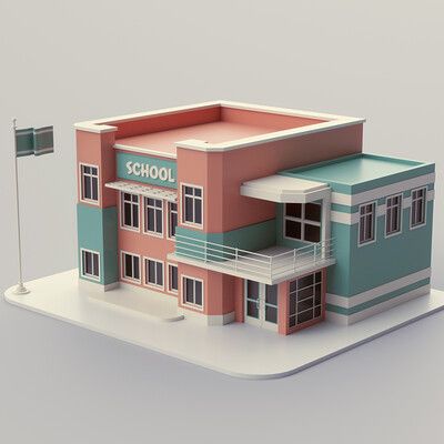 Modeling School, Villa Minecraft, School Building Design, City Layout, 3d Building Design, Casas The Sims 4, Sims Houses, Sims Builds, Isometric Art