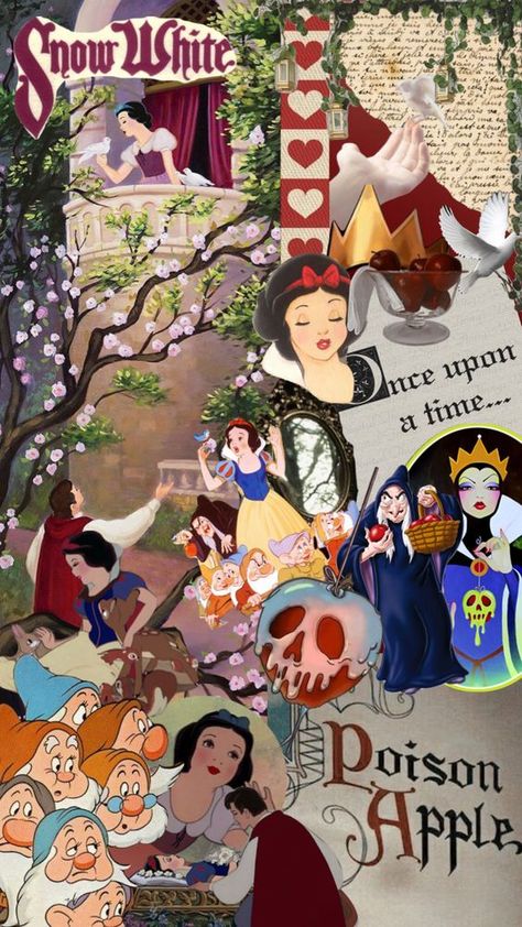 Snow White Collage, Disney Snow White Wallpaper, Snow White Wallpaper Iphone, Snow White Aesthetic Wallpaper, Wallpaper Snow White, Snow White Poster, Snow White Aesthetic, Snow White Wallpaper, Snow White Pictures