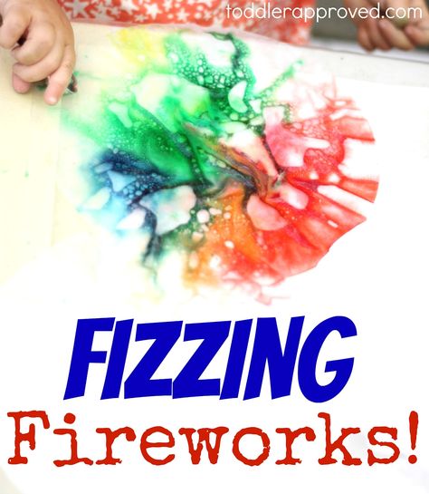 Toddler Approved!: Fizzing Fireworks #readforgood. A simple science activity for the 4th and a great activity to practice teamwork and sharing! What else have you made with coffee filters? Fireworks Craft For Kids, Fireworks Craft, Fireworks Art, Best Fireworks, Patriotic Crafts, Preschool Science, July Crafts, Canada Day, Preschool Art