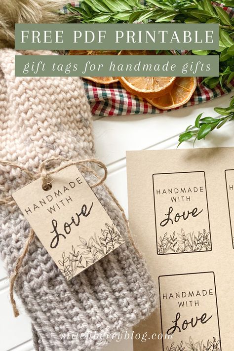 Homemade Tags Printable, Tags For Homemade Items, Made With Love Printable Tags, How To Make Tags For Crafts, Knitting Labels Printables Free, Gift Labels Printables Free, Handmade Labels Printable Free, Made With Love Tags Printable Free, Handmade Labels Tags