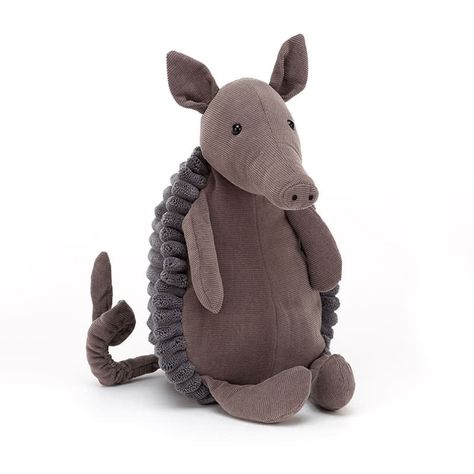 Introducing 'Jackadee Armadillo' by Jellycat. He loves to trundle about the rainforest, sniffing out adventure! With chunky cordy armour, long leafy ears, a fine cord tummy and a springy beige tail, this soft-snouted sweetie will make an impressive friend, anyone fancy a bit of burrow digging? Platypus Stuffed Animal, Stuffed Animal Pattern, Jellycat Toys, Platypus, Cuddly Toy, Soft Toys, Natural Baby, Animal Pattern, Party Accessories