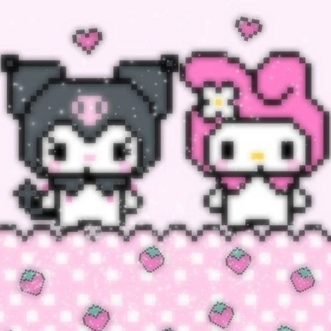 My Melody And Kuromi Pfp, Kuromi Icon, Hello Kitty Themes, Hello Kitty Aesthetic, Melody Hello Kitty, Emo Wallpaper, My Melody Kuromi, Hello Kitty Characters, Doodle Icon