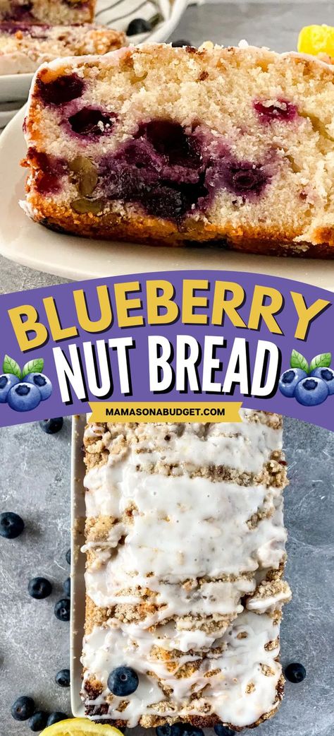 This Blueberry Nut Bread with Lemon is the perfect thing to make when you have a bunch of blueberries and some walnuts lying around. It’s easy to put together, and it makes a delicious snack or breakfast! Thing To Make, Blueberry Lemon Cake, Desserts For A Crowd, Nut Bread, Blueberry Recipes, Sweet Bread, Lemon Blueberry, Lemon Cake, Yummy Food Dessert