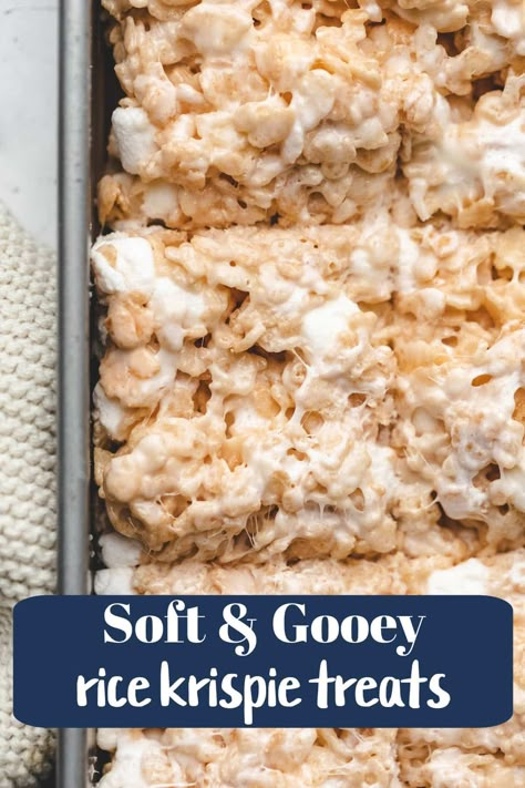 The best rice krispie treats recipe! This easy recipe makes thick, soft and gooey rice krispie treats with 3 ingredients in just 15 minutes. Rice Crispy Treats Recipe Original, Gooey Rice Krispie Treats, Rice Krispie Treats Original Recipe, Homemade Rice Crispy Treats, The Best Rice Krispie Treats, Best Rice Krispie Treats Recipe, Best Rice Krispie Treats, Homemade Rice Krispies, Rice Crispy Bars