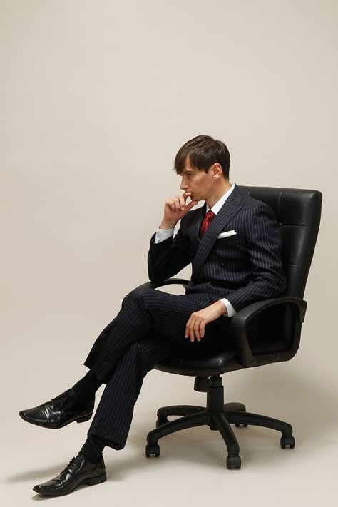 Sitting Pose Reference Chair, Sitting On Chair Poses, Sitting In Chair Pose Reference, Chair Reference, Double Chair, Sitting Pose Reference, A Man In A Suit, V Model, Man In A Suit