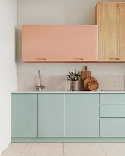 Tired of white? 6 stunning kitchens in pastel colors Amazing Kitchens, 70s House, Bright Kitchens, Pink Kitchen, Stunning Kitchens, Minimalism Interior, Design Magazine, Ikea Kitchen, Green Kitchen