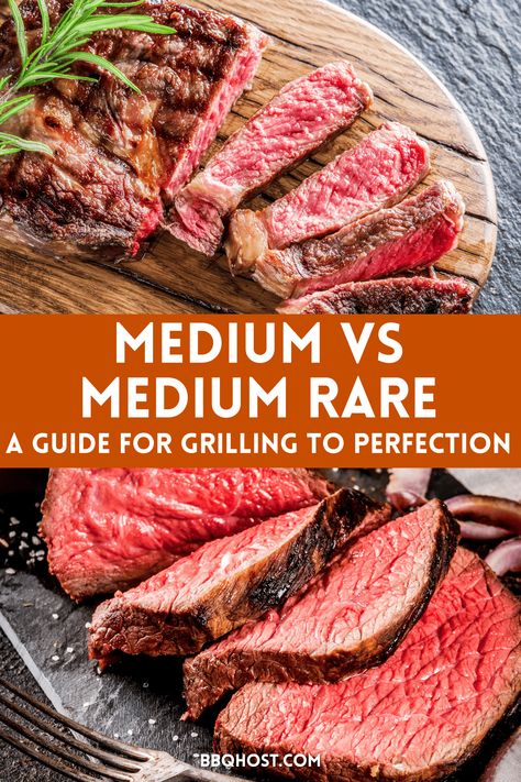 Indulge in a perfectly cooked steak at your next barbecue get-together. While everyone has their own preferences, medium and medium-rare are the most popular choices and the most recommended doneness for cooking meat. Find out the differences between these two, and understand the pros and cons of both options so you can decide how to cook your meat perfectly. Learn about the different levels of doneness and how to grill meat to perfection here! Medium Steak How To Cook, Medium Rare Steak Grill, Medium Rare Steak Temp, Steak Grilling Times, Perfect Medium Rare Steak, Steak Times, Medium Steak, Ways To Cook Steak, Grill Meat