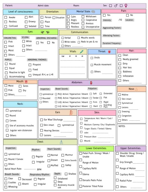 Nursing School Study Guide Template, Nurse Assessment Sheet Templates, Nursing Head To Toe Assessment Template, Nursing Assessment Template, Physical Assessment Nursing Cheat Sheets, Head To Toe Assessment Cheat Sheet, Planner Template Landscape, Ipad Weekly Planner, Landscape Weekly Planner